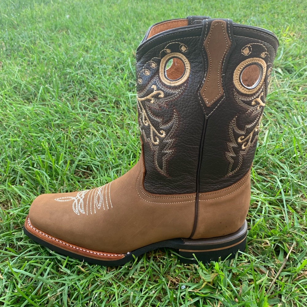 Ladies Western Rodeo Cowgirl Square Toe Boots Hazel Color Hand made in Mexico - Picture 3 of 7